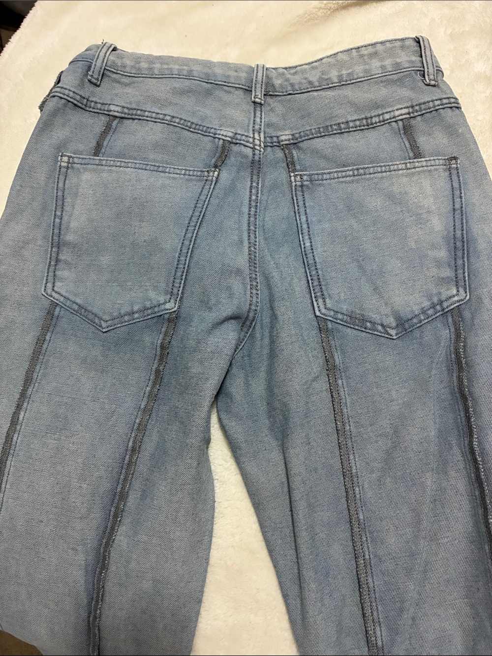 PrettyLittleThing Gray Wide-Leg Inside Out Jeans - Picture 4 of 4